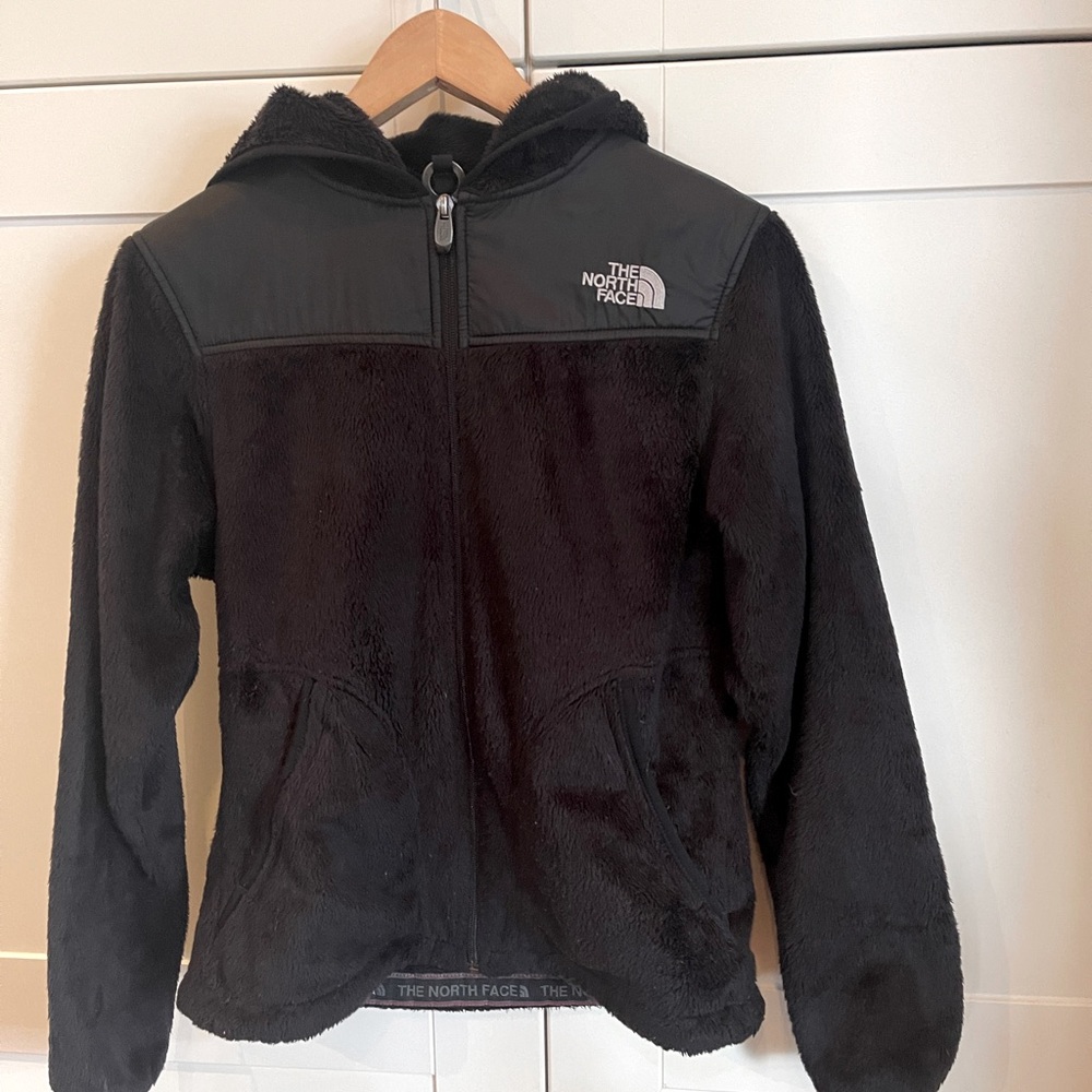 The North Face Black fleece hooded jacket size M
